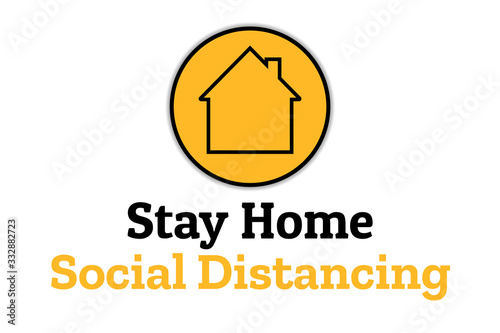 Self quarantine and and social distancing concept. Stay home. COVID-19 coronavirus. Template for background, banner, poster with text inscription. Vector EPS10 illustration.
