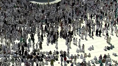 MECCA, SAUDI ARABIA,  August 2019 - Muslim pilgrims from all over the world gathered to perform Umrah or Hajj at the Haram Mosque in Mecca, Saudi Arabia, days of Hajj or Omrah