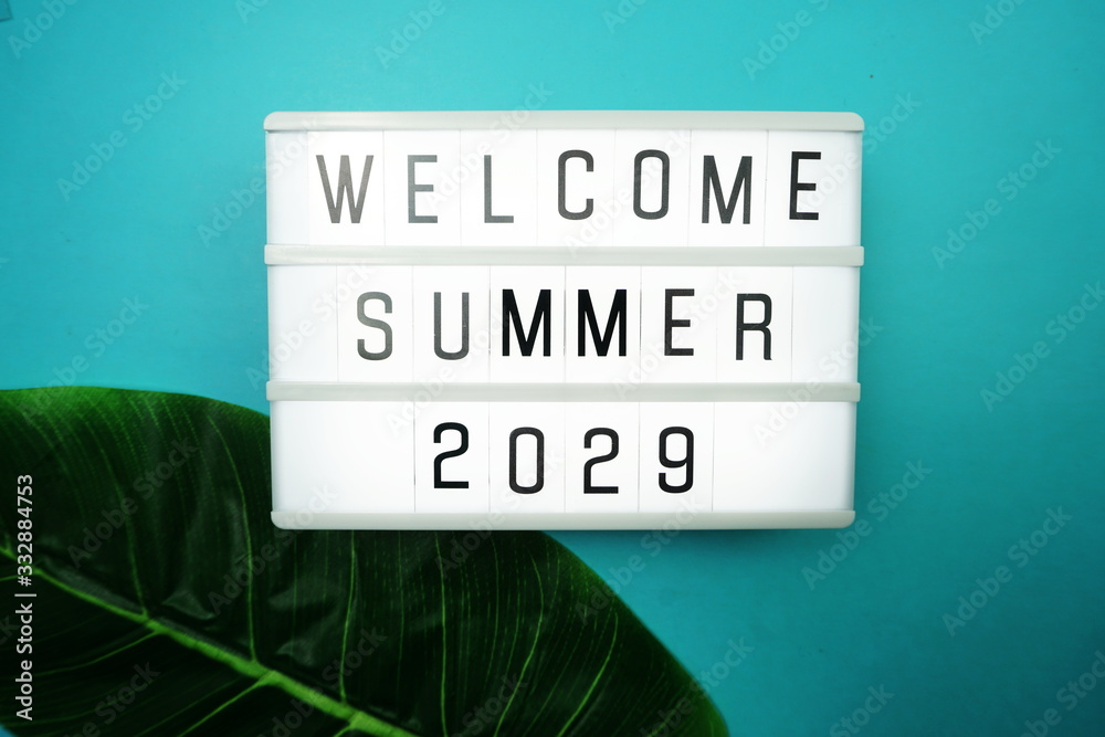 Welcome Summer 2029 word in light box