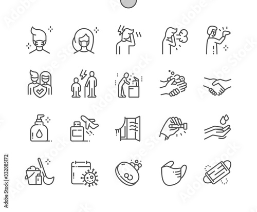 Coronavirus Well-crafted Pixel Perfect Vector Thin Line Icons 30 2x Grid for Web Graphics and Apps. Simple Minimal Pictogram