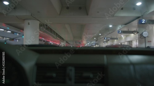 Car Driving through Los Angeles LAX airport departures at night