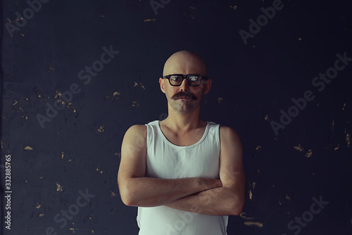 vintage style, portrait of a man with a large mustache, unusual gentleman