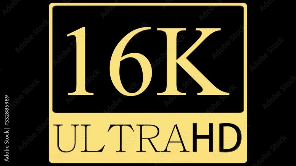16k Ultra HD video technology icon isolated swith black