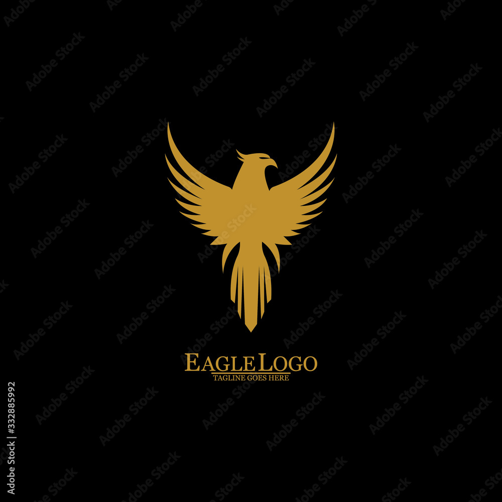Obraz premium Golden Eagle with Black Background, Vector, Illustration
