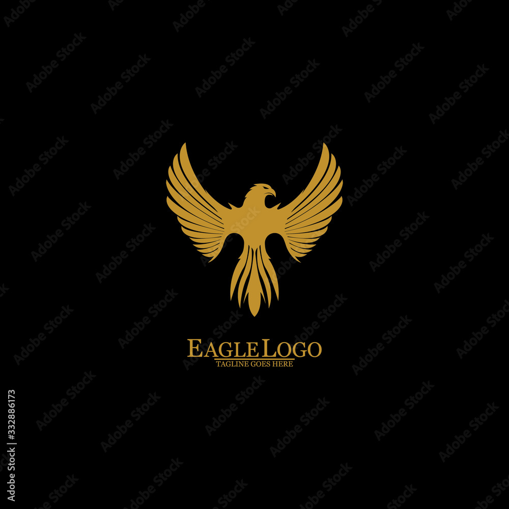 Obraz premium Golden Eagle with Black Background, Vector, Illustration