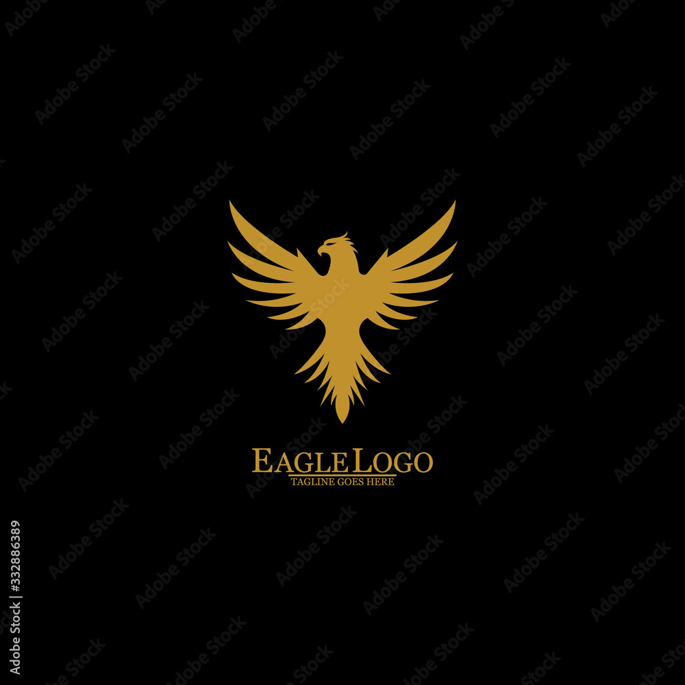 Obraz premium Golden Eagle with Black Background, Vector, Illustration