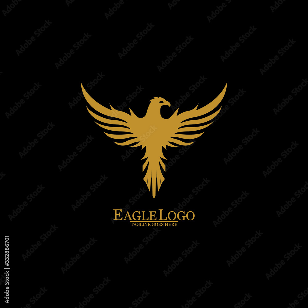 Obraz premium Golden Eagle with Black Background, Vector, Illustration