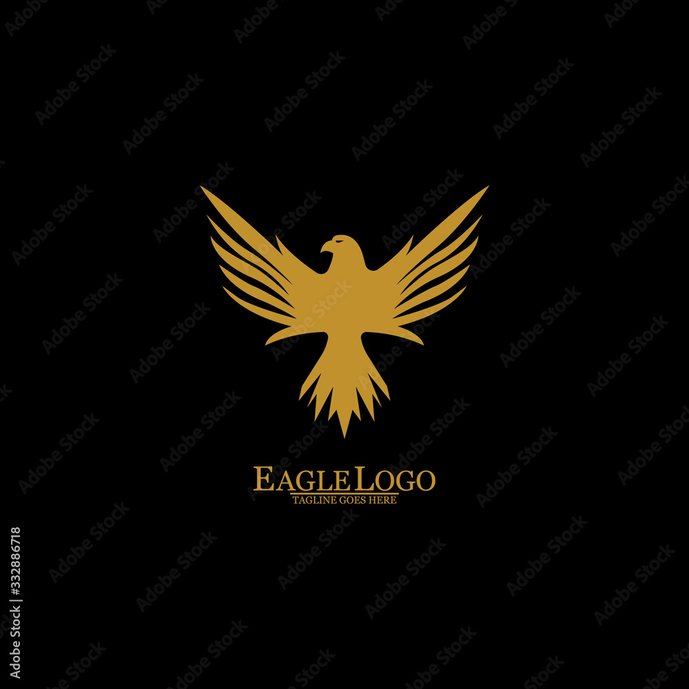 Obraz premium Golden Eagle with Black Background, Vector, Illustration