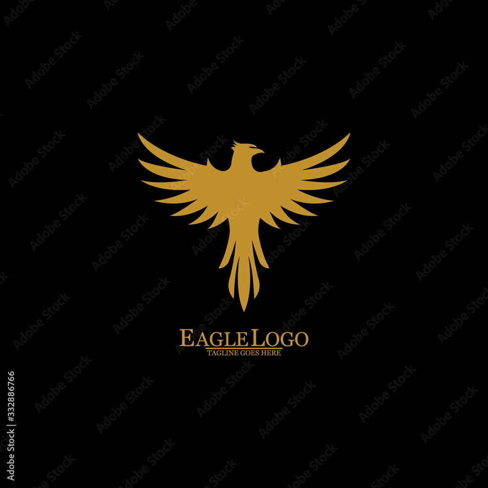 Obraz premium Golden Eagle with Black Background, Vector, Illustration