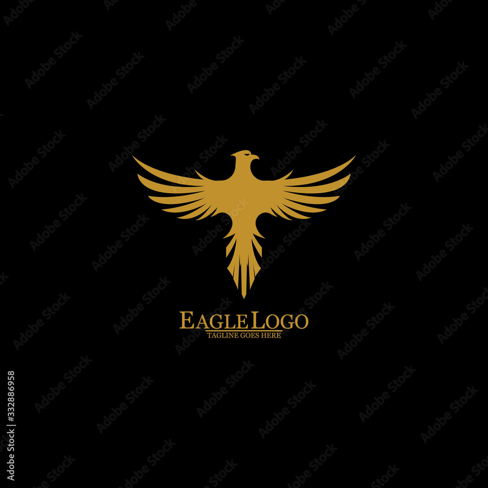 Fototapeta premium Golden Eagle with Black Background, Vector, Illustration