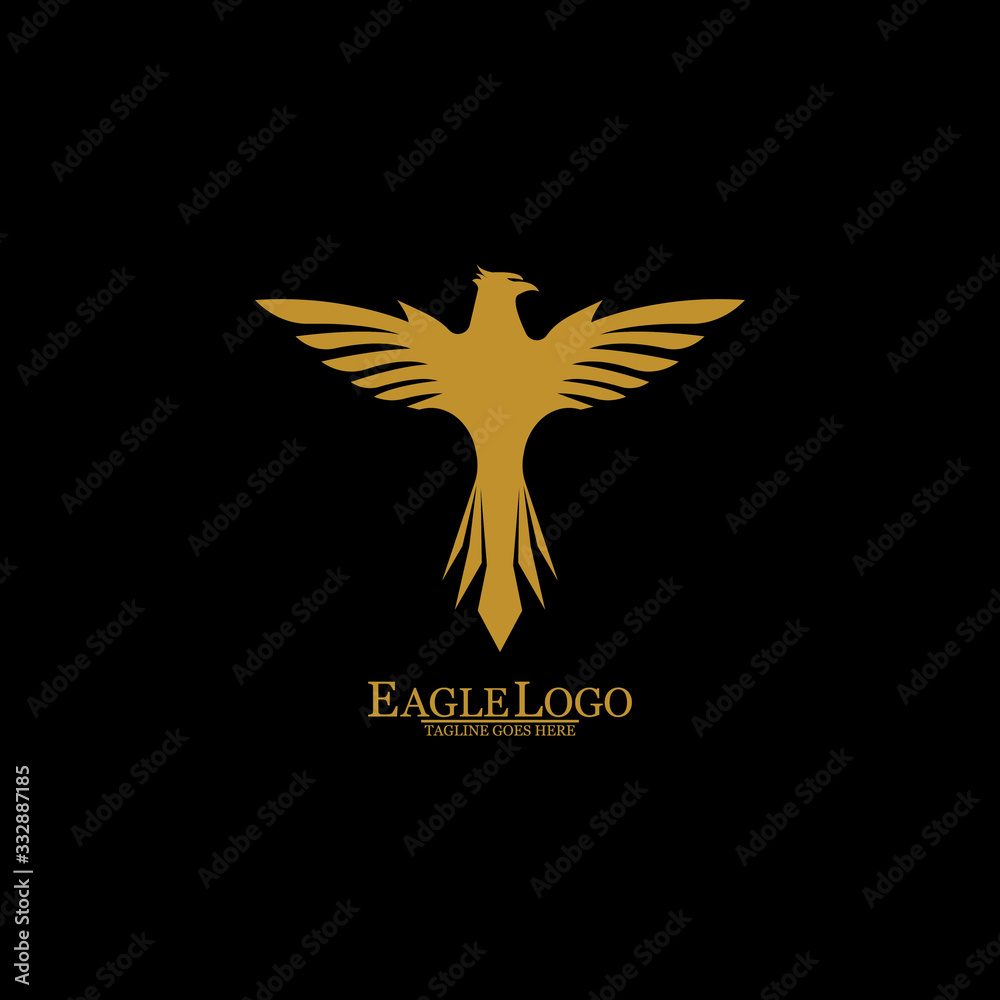 Obraz premium Golden Eagle with Black Background, Vector, Illustration