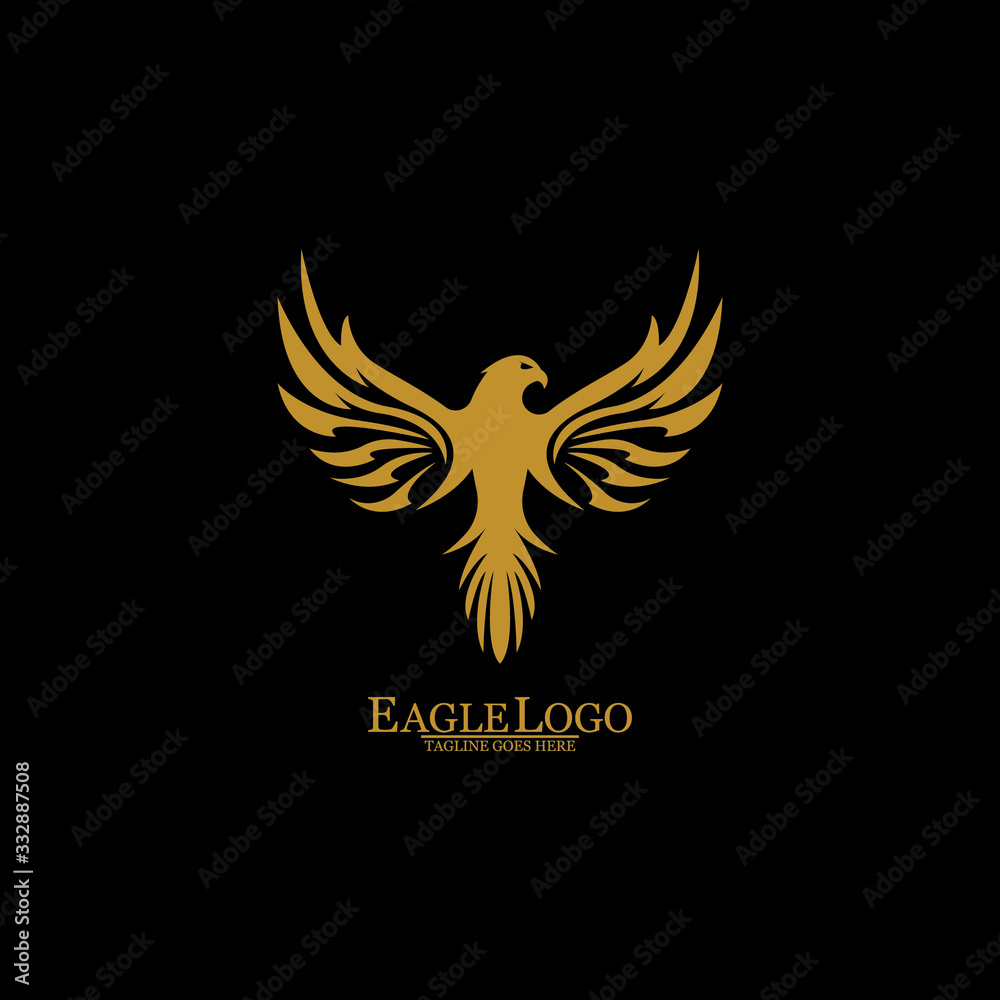 Obraz premium Golden Eagle with Black Background, Vector, Illustration