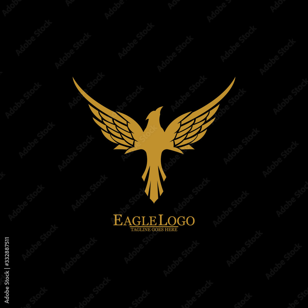 Obraz premium Golden Eagle with Black Background, Vector, Illustration