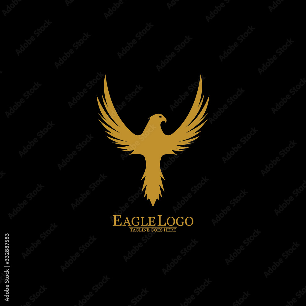Obraz premium Golden Eagle with Black Background, Vector, Illustration
