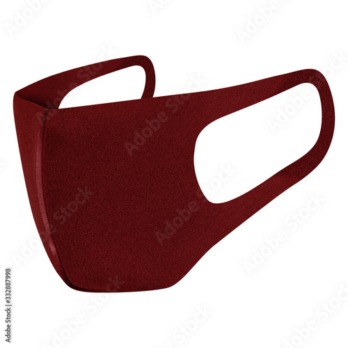 Reusable coil filtered face mask, safety breathing, dust protection, ear-loop mask to cover the mouth and nose. Trendy hospital, pollution protect face masking isolated on white, in black color