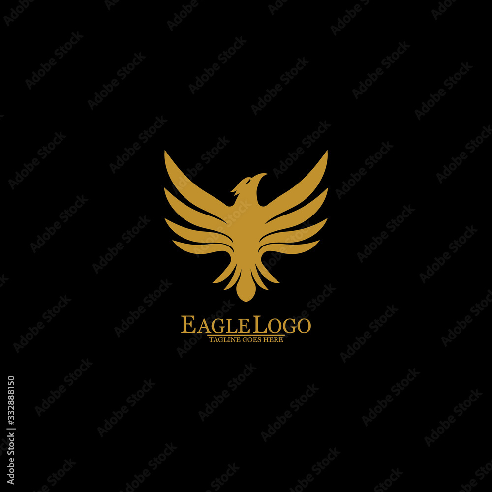 Obraz premium Golden Eagle with Black Background, Vector, Illustration