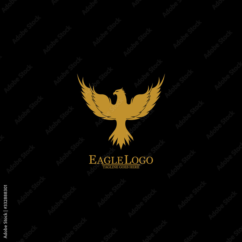 Obraz premium Golden Eagle with Black Background, Vector, Illustration