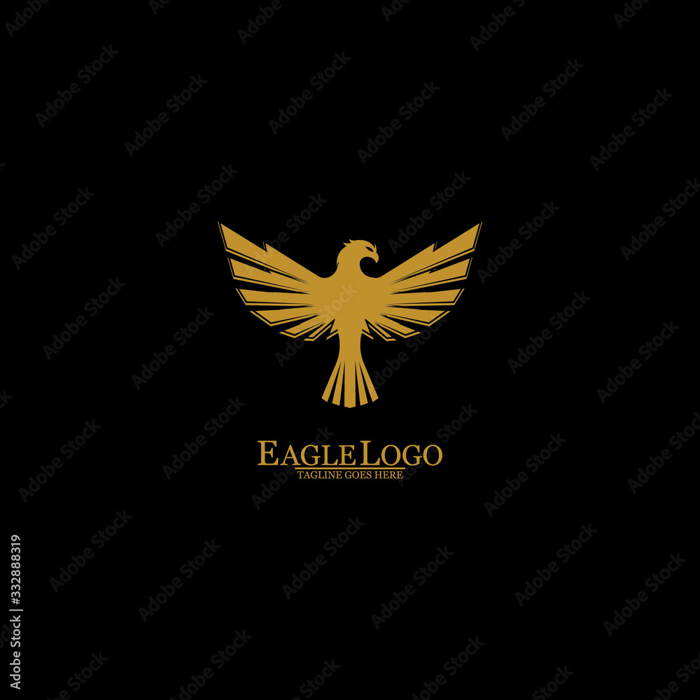 Obraz premium Golden Eagle with Black Background, Vector, Illustration