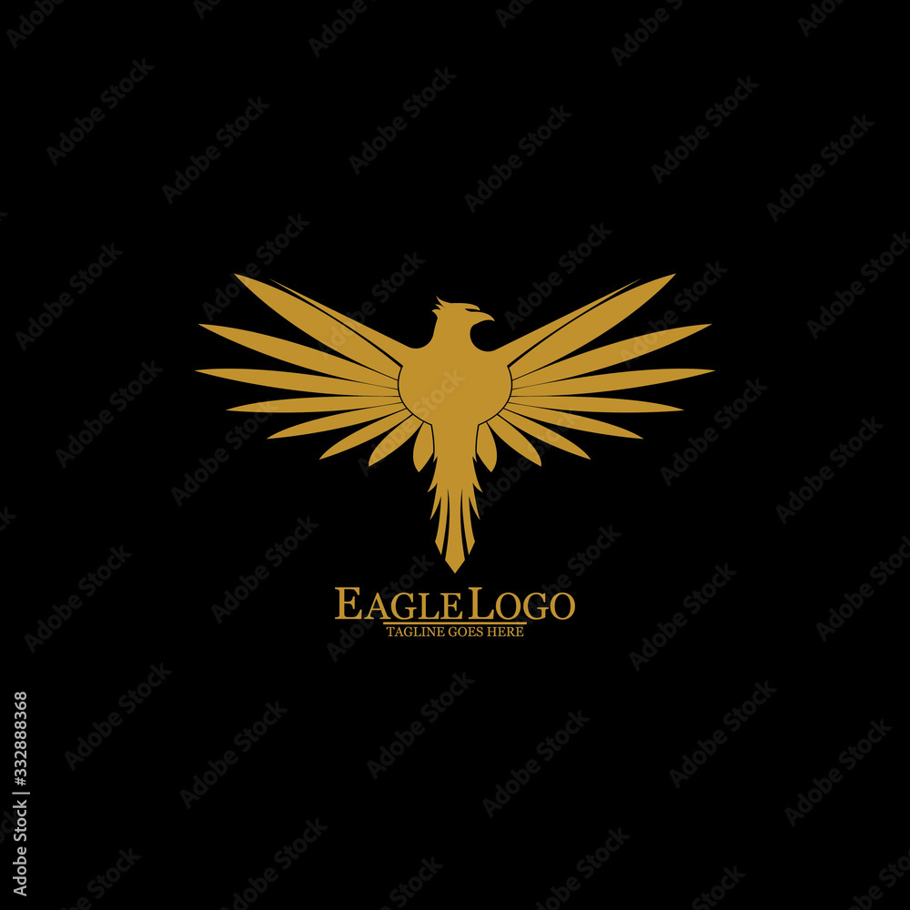 Obraz premium Golden Eagle with Black Background, Vector, Illustration