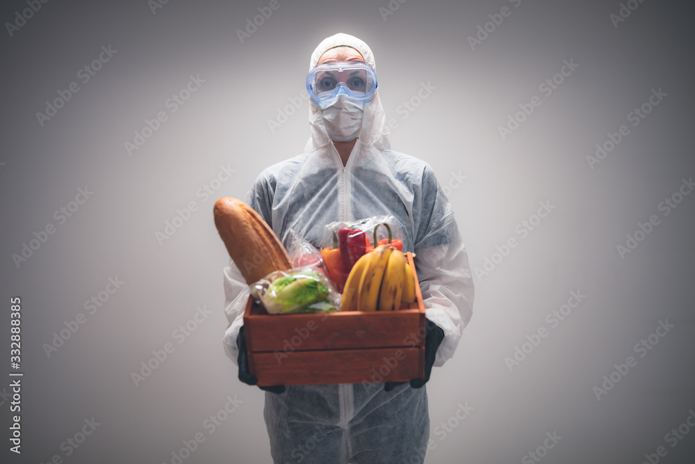 Food and groceries home delivery - quarantine and isolation during the virus outbreak. Food and groceries home delivery - quarantine and isolation during the virus outbreak.