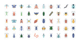 butterflies and insects icon set, flat style