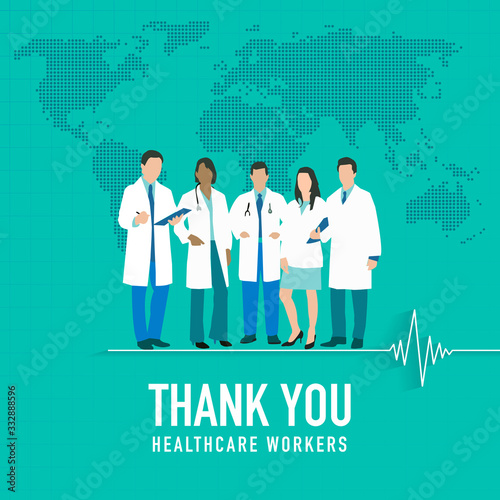 Thank you healthcare worker illustration for social media, Thank you healthcare worker hashtag