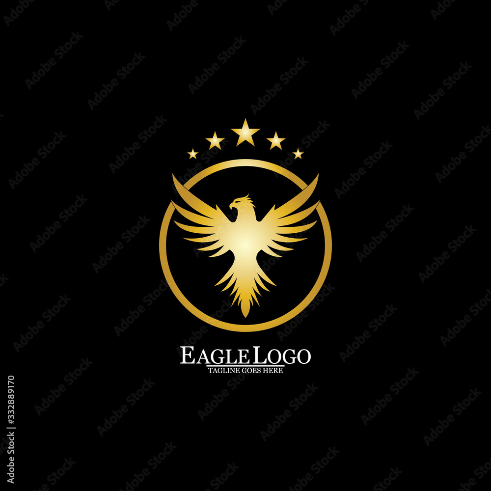 golden eagle with circle logo design
