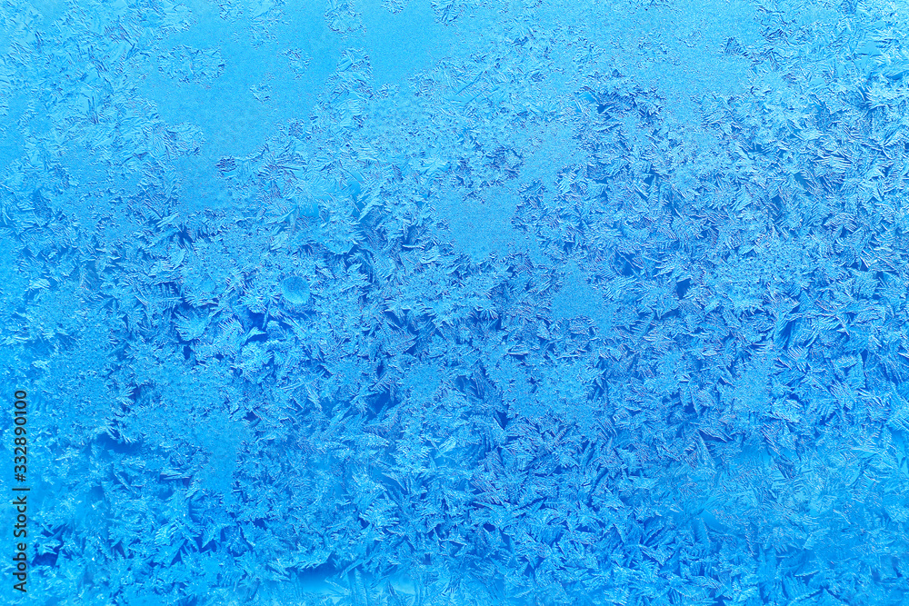 Ice pattern on winter glass