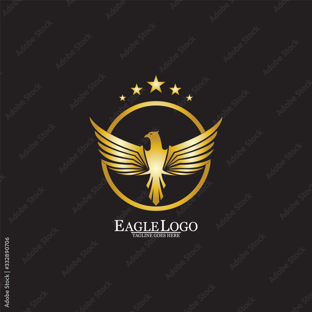 golden eagle with circle logo design golden eagle with circle logo design
