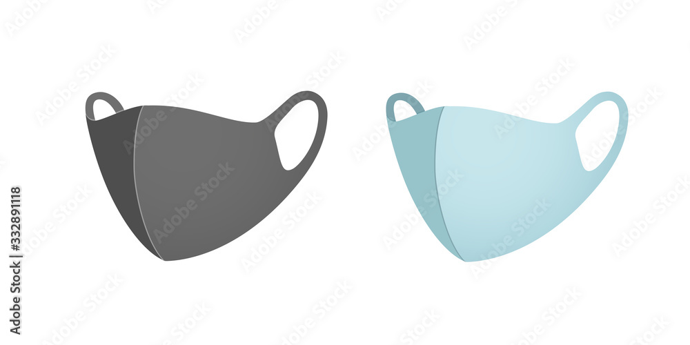 Mask set isolated on white background. Vector medical, safety breathing ...