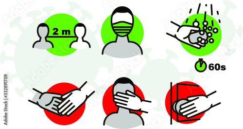 coronavirus epidemic covid 19 pictograms set