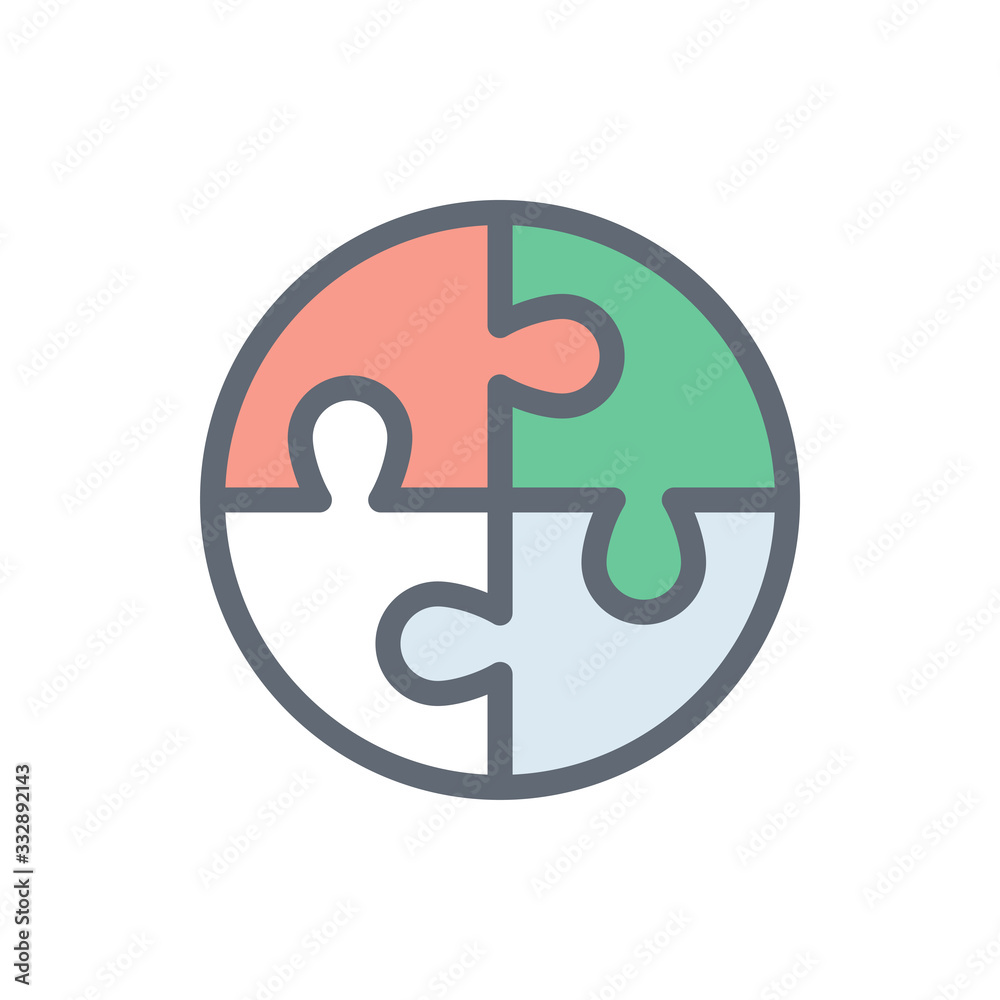 Jigsaw Vector Colour with Line Icon Illustration. Jigsaw Vector Colour with Line Icon Illustration.