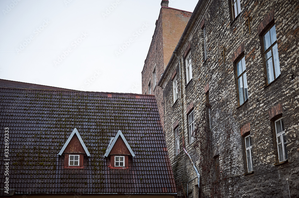 Tallinn, Estonia December 7, 2019 Winter season medieval streets and old town architecture of Estonian capital
