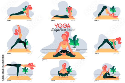 Stay at home yoga routine illustration