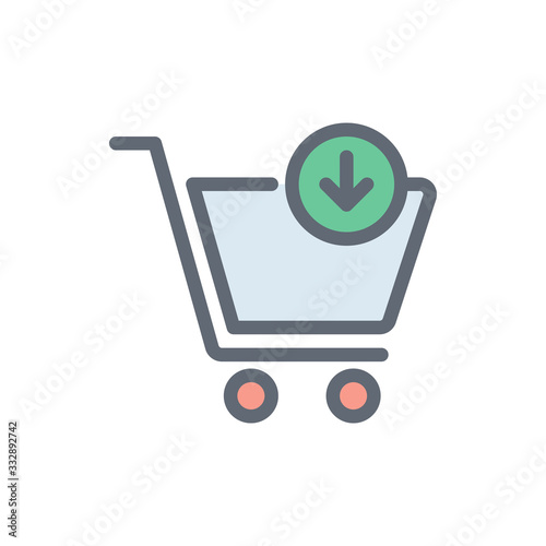 Add to Cart Vector Colour with Line Icon Illustration.