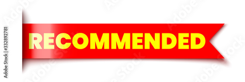 Recommended banner. Red ribbon. Vector illustration.