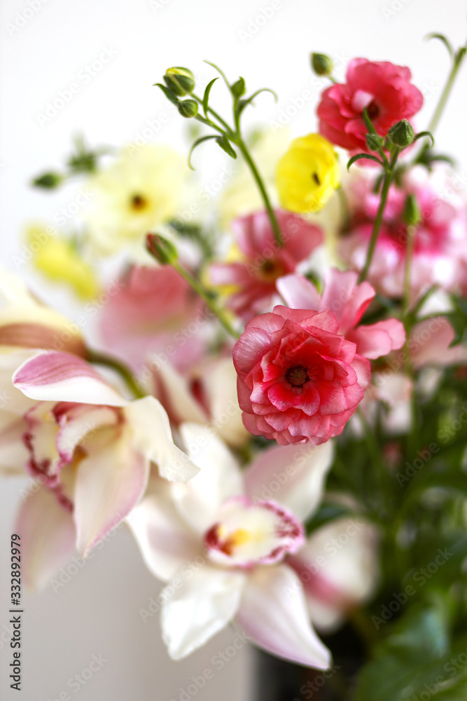 beautiful macro shot of flowers bouquet close up