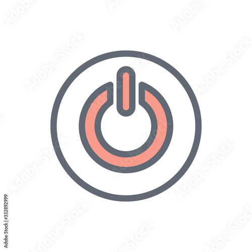 Power Button Vector Colour with Line Icon Illustration.