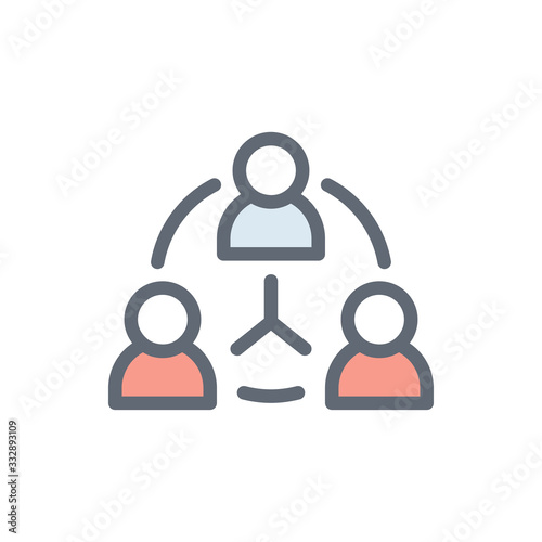 Users Vector Colour with Line Icon Illustration.