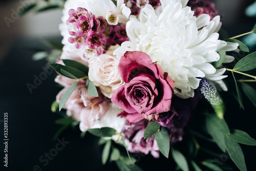  Beautiful bouquet for the bride on a dark background