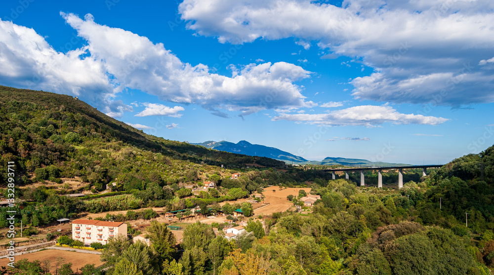 Panoramic view from Castellfollit de la Roca,Catalonya,Gerona,Spain.