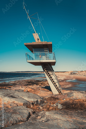 Rescue tower on beach in Tylosand, Sweden  photo