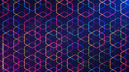 Eid Mubarak abstract light background with glowing neon geometric islamic pattern