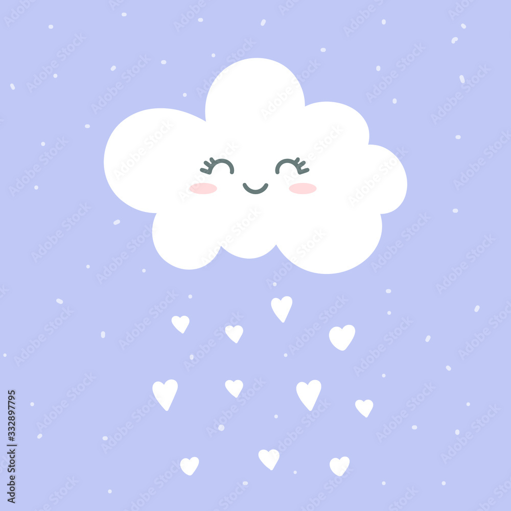 Fototapeta premium Cute cloud on purple background. Vector illustration.