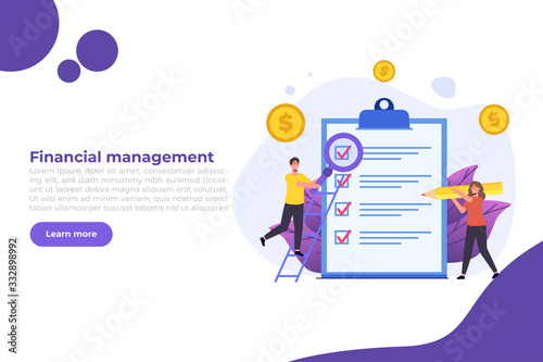 Budget planning, Balance financial, Retirement preparation, Calculating financial risk concept. Vector illustration.