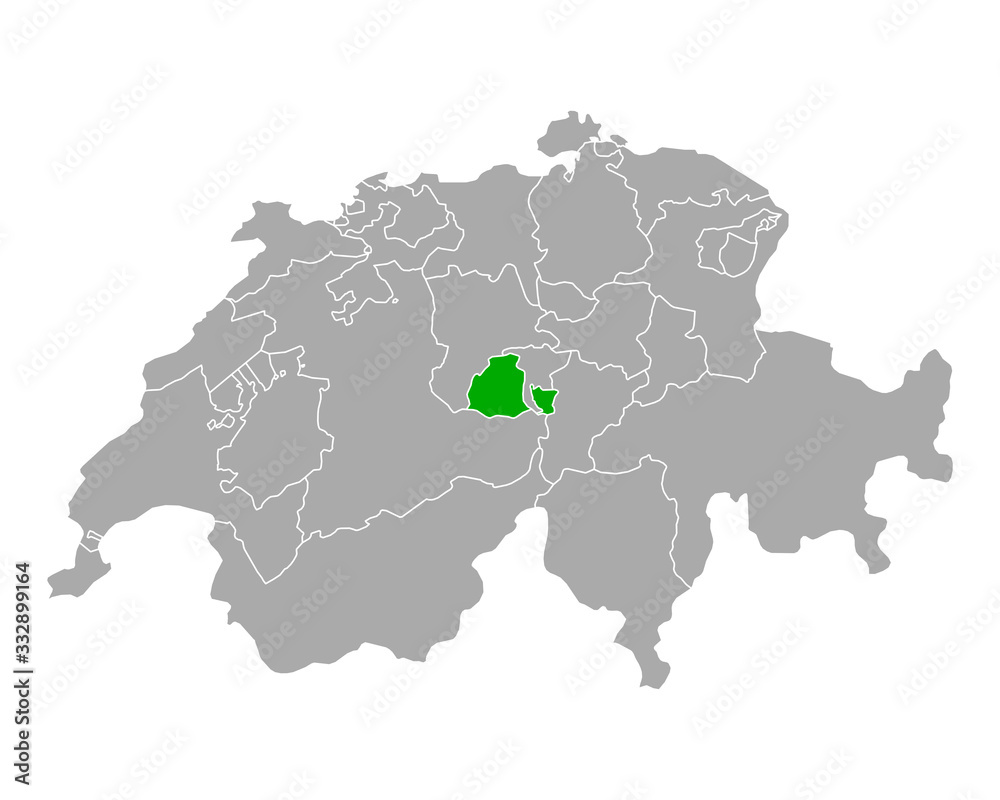 Obraz premium Karte von Obwalden in Schweiz