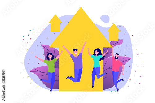 Level UP, Business success skill development concept. Vector illustration.
