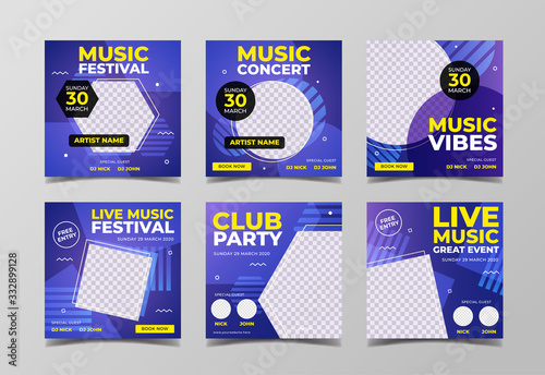 Music concert festival banner for flyer and social media post template