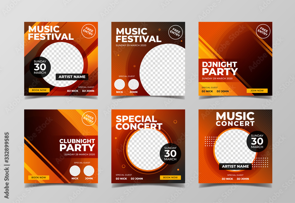 Music festival banner for flyer and social media post template - obrazy, fototapety, plakaty 