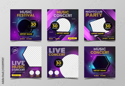Music party banner for flyer and social media post template